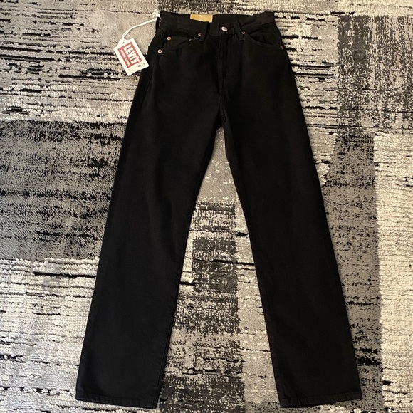 New Women’s Levi’s Vintage Clothing LVC 1950 701 Jeans 24 x 30 Selvedge Black - Picture 1 of 9